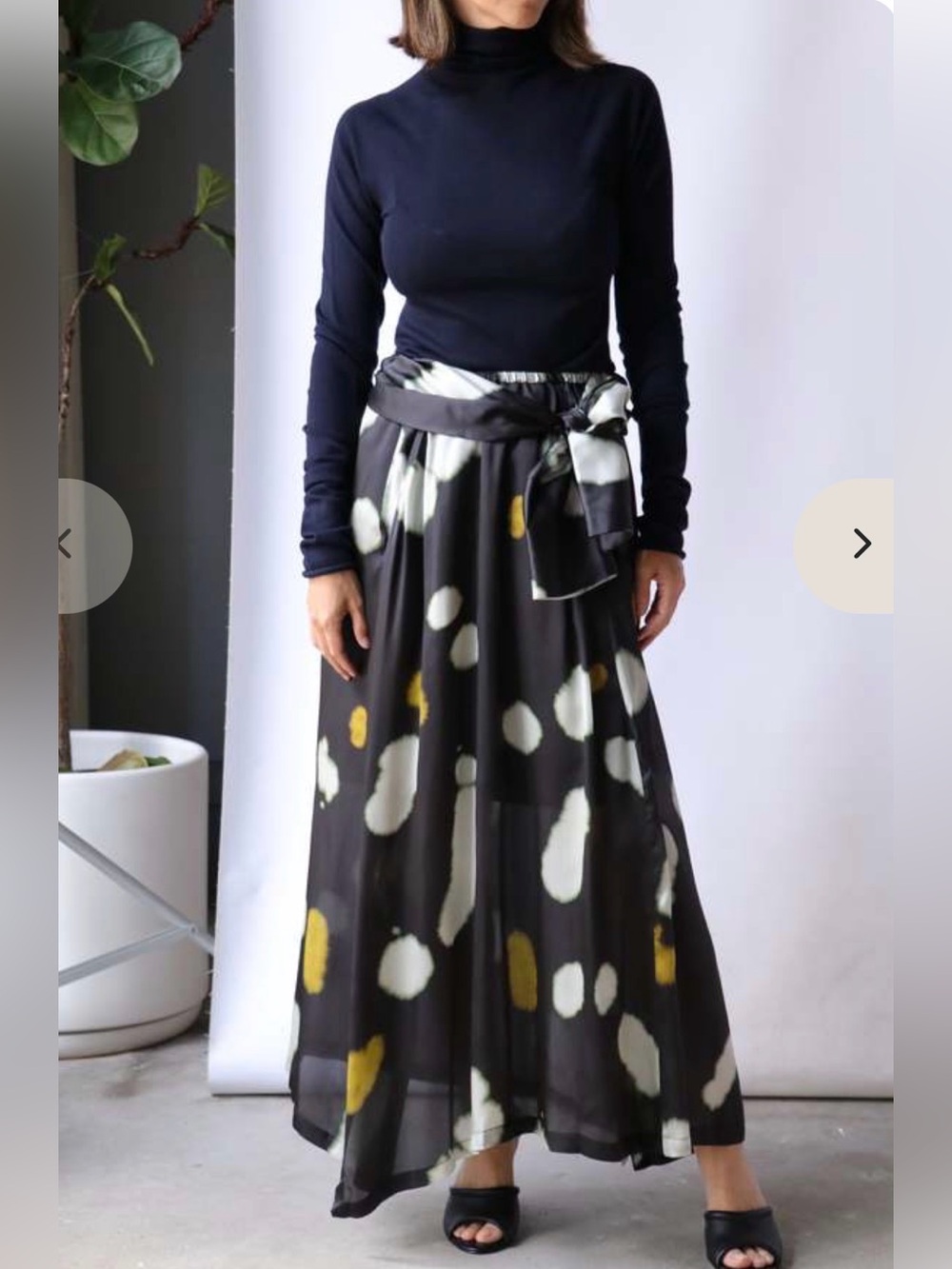 Christian Wijnants Silva Silk Midi Skirt Black Yellow Galaxy Print Designer